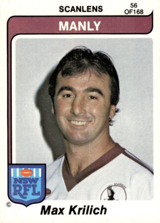 1980 Scanlens Common Card - Base 056 Max Krilich Manly Sea Eagles