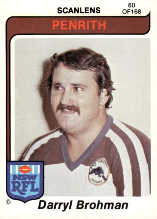 1980 Scanlens Common Card - Base 060 Darryl Brohman Penrith Panthers