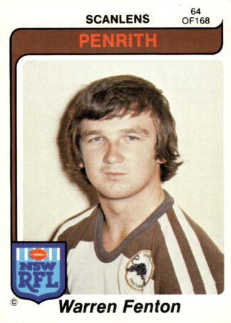 1980 Scanlens Common Card - Base 064 Warren Fenton Penrith Panthers