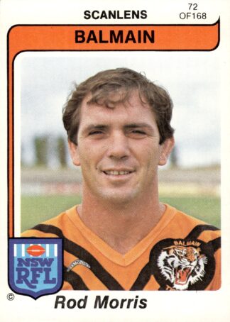 1980 Scanlens Common Card - Base 072 Rod Morris Balmain Tigers