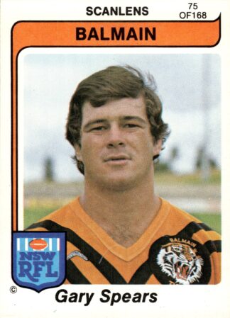 1980 Scanlens Common Card - Base 075 Gary Spears Balmain Tigers