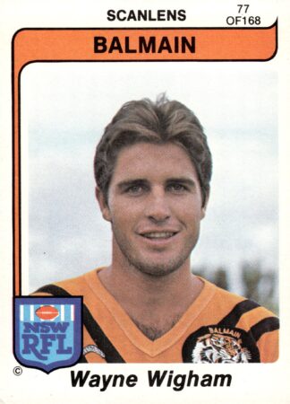 1980 Scanlens Common Card - Base 077 Wayne Wigham Balmain Tigers