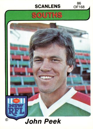 1980 Scanlens Common Card - Base 086 John Peek South Sydney Rabbitohs
