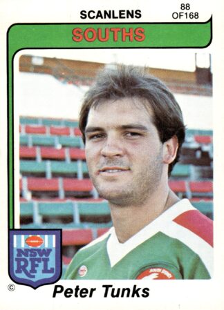 1980 Scanlens Common Card - Base 088 Peter Tunks South Sydney Rabbitohs
