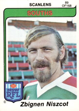 1980 Scanlens Common Card - Base 089 Zbignen Niszcot South Sydney Rabbitohs