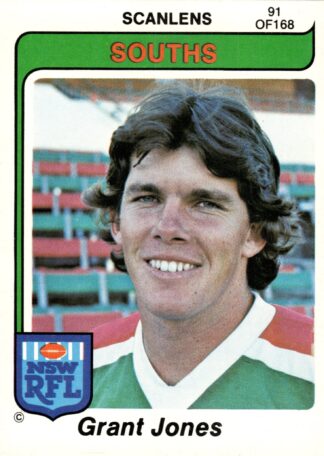 1980 Scanlens Common Card - Base 091 Grant Jones South Sydney Rabbitohs