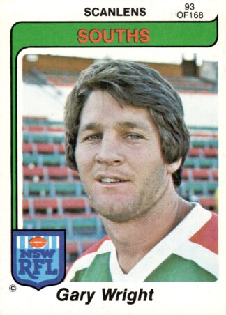 1980 Scanlens Common Card - Base 093 Gary Wright South Sydney Rabbitohs