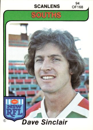 1980 Scanlens Common Card - Base 094 Dave Sinclair South Sydney Rabbitohs