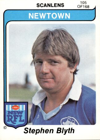 1980 Scanlens Common Card - Base 105 Stephen Blyth Newtown Jets