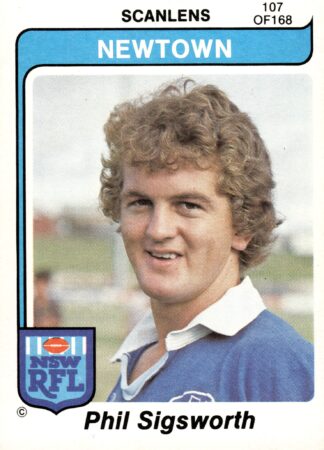 1980 Scanlens Common Card - Base 107 Phil Sigsworth Newtown Jets