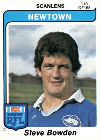 1980 Scanlens Common Card - Base 110 Steve Bowden Newtown Jets