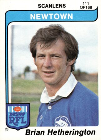 1980 Scanlens Common Card - Base 111 Brian Hetherington Newtown Jets