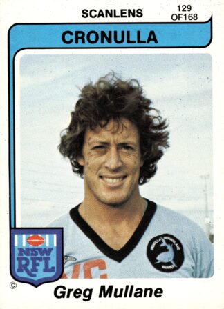1980 Scanlens Common Card - Base 129 Greg Mullane Cronulla Sharks
