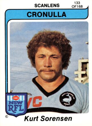 1980 Scanlens Common Card - Base 133 Kurt Sorensen Cronulla Sharks