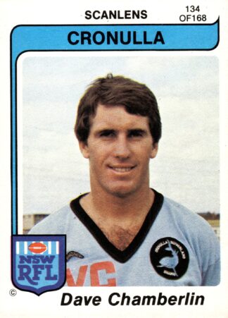 1980 Scanlens Common Card - Base 134 Dave Chamberlin Cronulla Sharks
