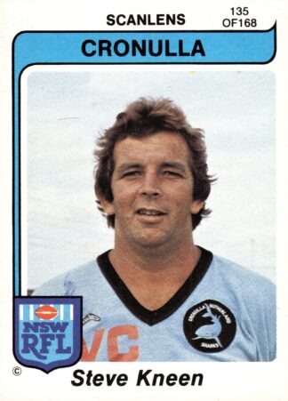 1980 Scanlens Common Card - Base 135 Steve Kneen Cronulla Sharks