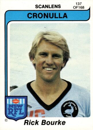 1980 Scanlens Common Card - Base 137 Rick Bourke Cronulla Sharks