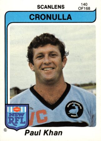 1980 Scanlens Common Card - Base 140 Paul Khan Cronulla Sharks