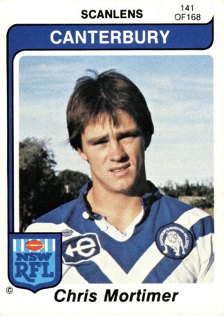 1980 Scanlens Common Card - Base 141 Chris Mortimer Canterbury Bulldogs