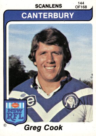 1980 Scanlens Common Card - Base 144 Greg Cook Canterbury Bulldogs