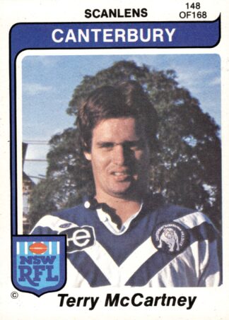 1980 Scanlens Common Card - Base 148 Terry McCartney Canterbury Bulldogs