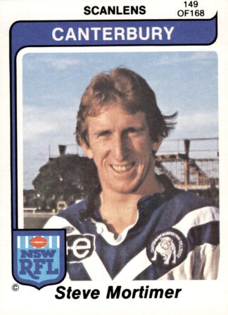 1980 Scanlens Common Card - Base 149 Steve Mortimer Canterbury Bulldogs