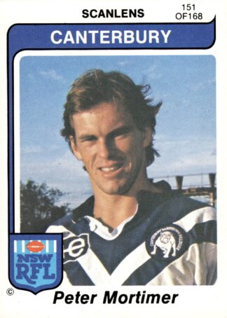 1980 Scanlens Common Card - Base 151 Peter Mortimer Canterbury Bulldogs