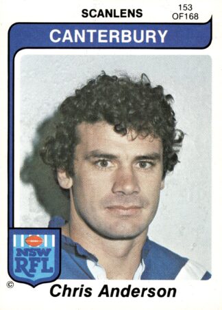 1980 Scanlens Common Card - Base 153 Chris Anderson Canterbury Bulldogs