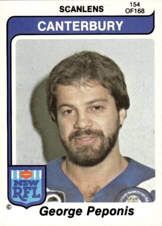 1980 Scanlens Common Card - Base 154 George Peponis Canterbury Bulldogs