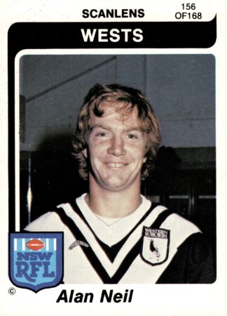 1980 Scanlens Common Card - Base 156 Alan Neil Western Suburbs Magpies