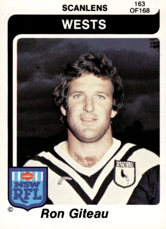 1980 Scanlens Common Card - Base 163 Ron Giteau Western Suburbs Magpies