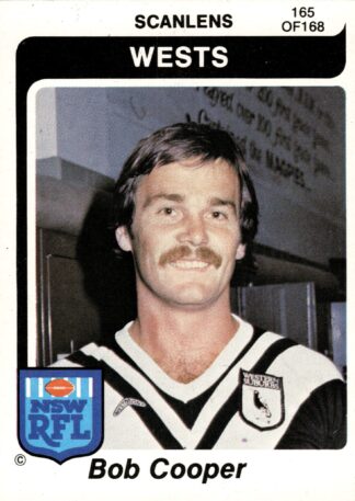 1980 Scanlens Common Card - Base 165 Bob Cooper Western Suburbs Magpies