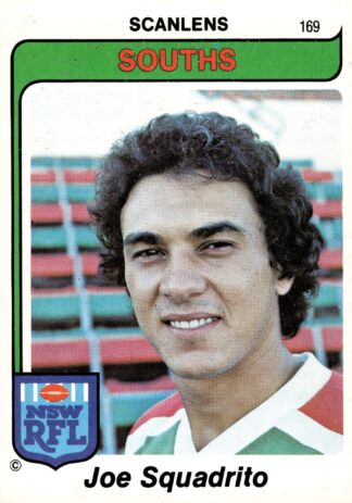 1980 Scanlens Common Card - Base 169 Joe Squadrito South Sydney Rabbitohs