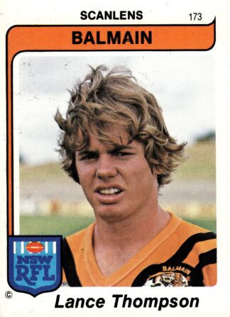 1980 Scanlens Common Card - Base 173 Lance Thompson Balmain Tigers