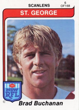 1980 Scanlens Common Card - Base 006 Brad Buchanan St George Dragons