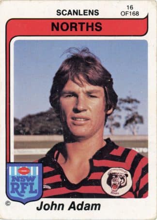 1980 Scanlens Common Card - Base 016 John Adam North Sydney Bears