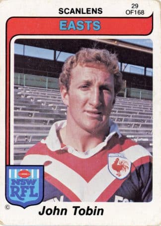 1980 Scanlens Common Card - Base 029 John Tobin Eastern Suburbs Roosters