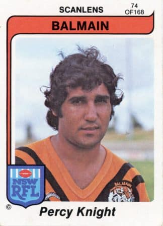 1980 Scanlens Common Card - Base 074 Percy Knight Balmain Tigers