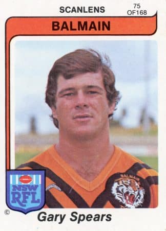1980 Scanlens Common Card - Base 075 Gary Spears Balmain Tigers