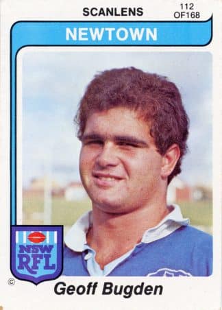 1980 Scanlens Common Card - Base 112 Geoff Bugden Newtown Jets