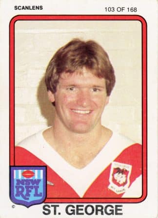1981 Scanlens Common Card - Base 103 Graeme Wynn St George Dragons