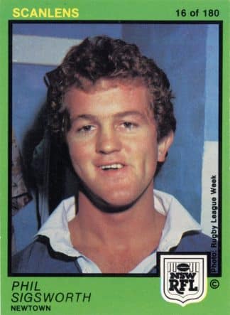 1982 Scanlens Common Card - Base 016 Phil Sigsworth Newtown Jets