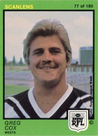 1982 Scanlens Common Card - Base 077 Greg Cox Western Suburbs Magpies