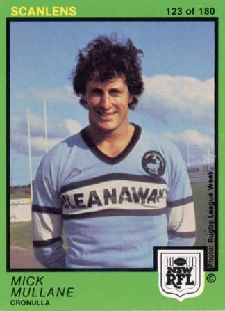 1982 Scanlens Common Card - Base 123 Mick Mullane Cronulla Sharks
