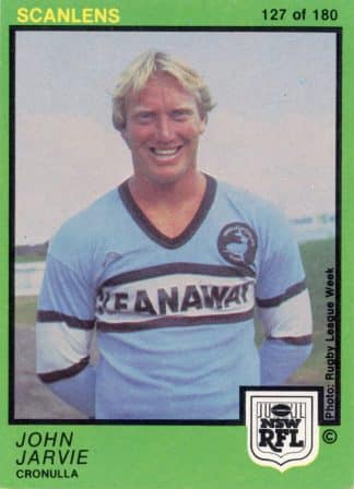 1982 Scanlens Common Card - Base 127 John Jarvie Cronulla Sharks