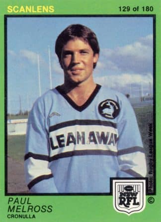 1982 Scanlens Common Card - Base 129 Paul Melross Cronulla Sharks
