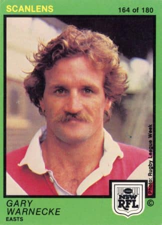 1982 Scanlens Common Card - Base 164 Gary Warnecke Eastern Suburbs Roosters