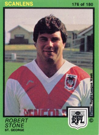 1982 Scanlens Common Card - Base 176 Robert Stone St George Dragons