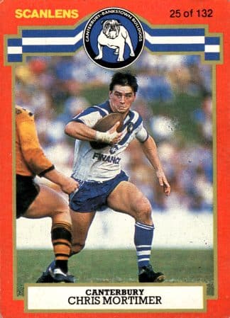 1986 Scanlens Common Card - Base 025 Chris Mortimer Canterbury Bulldogs