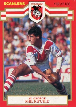 1986 Scanlens Common Card - Base 102 Phil Ritchie St George Dragons